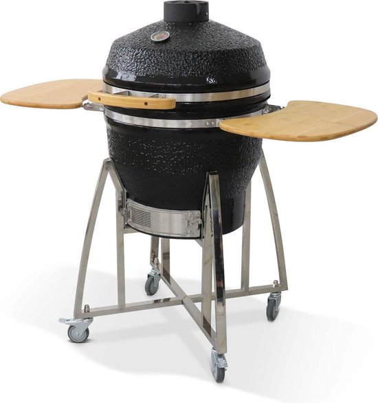 sweeek - Keramische houtskoolbarbecue - kamado - ø57cm - inclusief accessoires - zwart van Merkloos