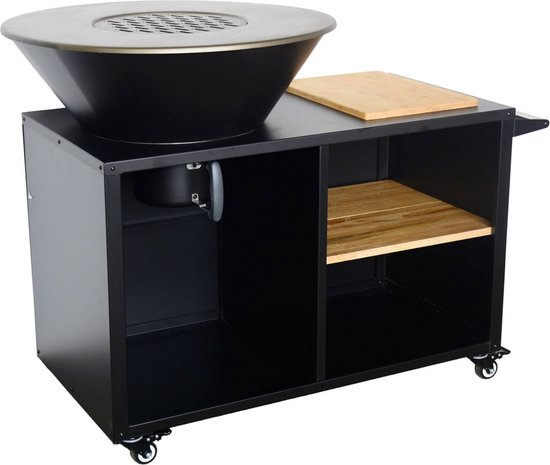sweeek - Kookvuurschaal ø80cm met grillrooster en opbergruimte, l 138 x d 82 x h 114 cm van Merkloos
