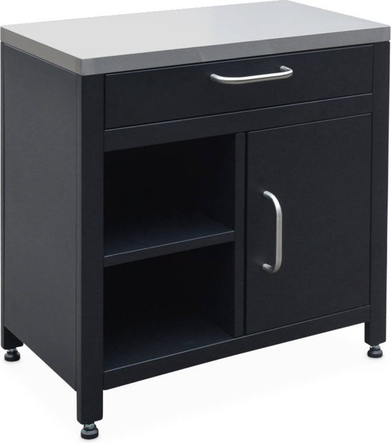 sweeek - Module stalen buitenkeuken 1 lade en 1 deur, 80 cm breed - grimlaud van Sweeek