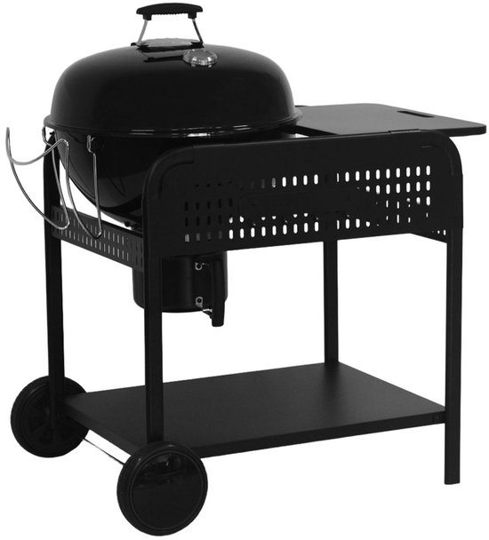 sweeek - Ronde houtskoolbarbecue van geëmailleerd staal ø53cm grill met karretje - maurice van Sweeek