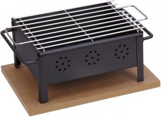 Tafel barbecue voor binnen en buiten 25x20cm inclusief RVS rooster. van Merkloos