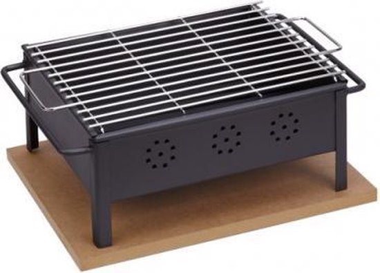 Tafel barbecue voor binnen en buiten 30x25cm inclusief RVS rooster. van Merkloos