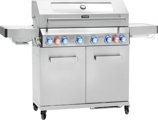 TAINO PLATINUM YAMARA 6+2 Gasgrill - Roestvrij staal 6 branders Sear-brander Achterbrander van TAINO