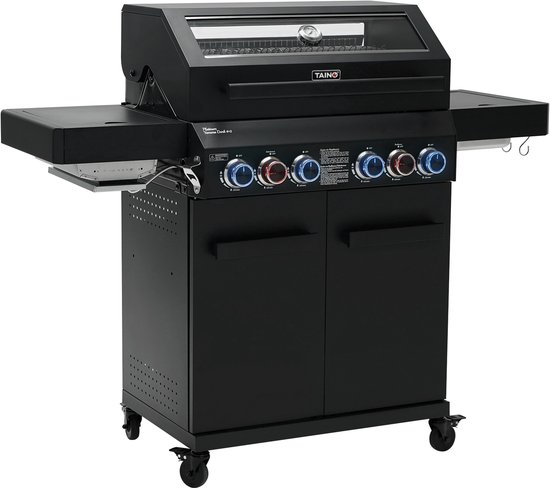 Taino Platinum Yamara Dark 4+2 - Gasgrill Staal 4 Branders Sear-Burner Backburner van Merkloos