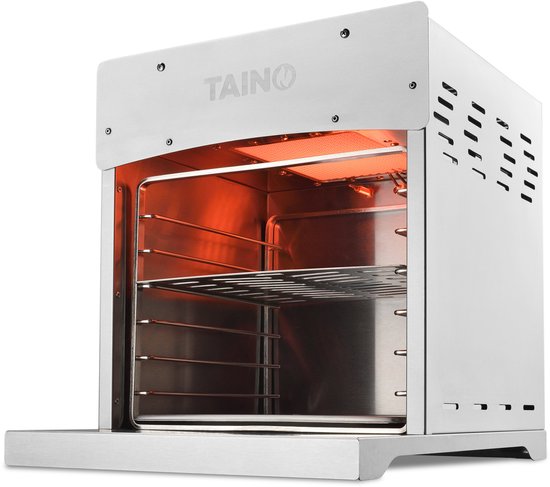 TAINO XXL krachtige gasgrill - tot 800°C met pizzasteen roestvrij staal zilver van TAINO