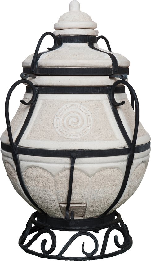 Tandoor Aladin Mini – Keramische houtgestookte buitenoven, verticale Kamado voor vlees, groenten en brood – Met 12 XL-spiesen & accessoires – 6 cm dikke wanden voor perfecte warmteopslag – 91 cm – 118 kg - 75L