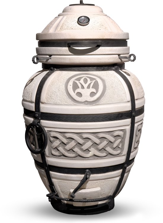 Tandoor Ataman (NIEUW) – Keramische houtgestookte buitenoven, verticale Kamado voor vlees, groenten en brood – Met 12 XL-spiesen & accessoires – 6 cm dikke wanden voor perfecte warmteopslag – 107 cm – 135 kg - 95L