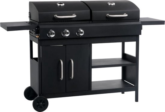 The Living Store combibarbecue Gas-Houtskool - 159 x 52.5 x 101.5 cm - 8.4 kW van The Living Store