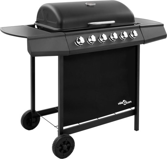 The Living Store Gasbarbecue 6 branders - Gasgrill met groot kookoppervlak - Robuust en duurzaam - Inclusief zijtafels - Afneembare vetopvangbak - Met barbecuehoes - Zwart - Gepoedercoat staal - 102x55x98cm van The Living Store