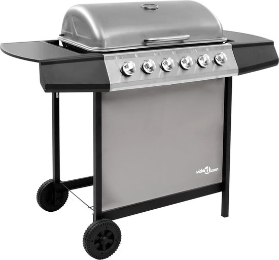 The Living Store Gasbarbecue 6 branders - Gepoedercoat staal en roestvrij staal - 102 x 55 x 98 cm - 12.0 kW van The Living Store