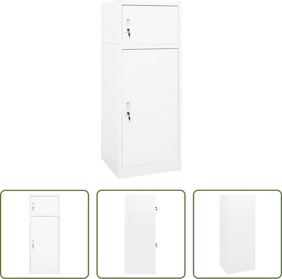 The Living Store Lockerkast - Paardensport - 53 x 53 x 140 cm - Staal - Wit van The Living Store