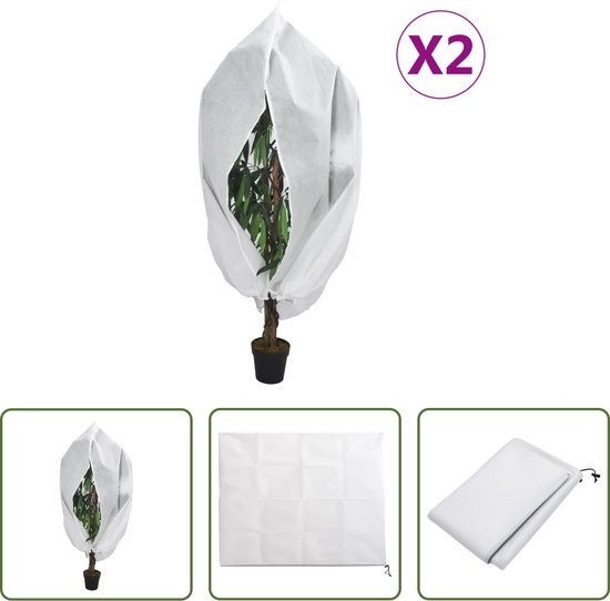 The Living Store Plantenhoes Winterbescherming - 3.14 x 2.5m - Ademend en Duurzaam - Met Trekkoord en Ritssluiting - Multifunctioneel - geschikt voor jonge boompjes - fruitzaailingen - groenten - wit - 100% polypropeen - 70 g/m² - Inclusief 2 stuks van The Living Store