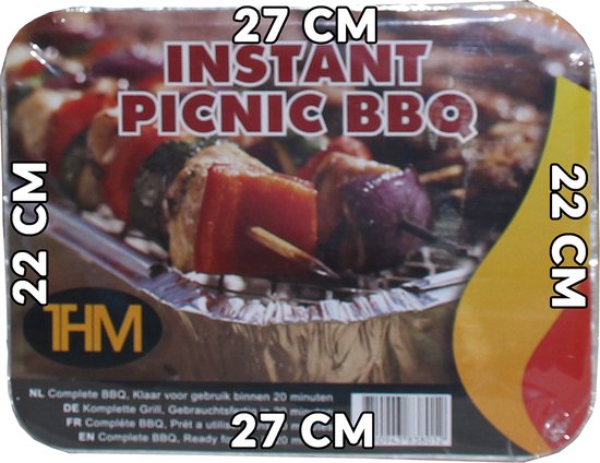 THM Instant PIcnic wegwerp BBQ - Grill oppervlak 27 x 22 cm - 16 stuks van THM