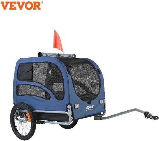 T&L Store® Hondenfietskar - Hondenkar - Opvouwbaar - Voor Grote en Kleine Honden - Tot Max. 45kg - Geschikt voor alle Fietsen - Blauw - 144x72x84cm van T&L Store®