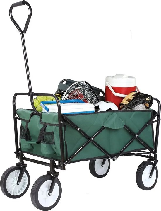 T&L Store® Opvouwbare Bolderkar - Kruiwagen - Bolderwagen - Transportwagen - 80kg Laadvermogen - Duurzaam Staal en Stof - Groen - 92x50x64cm van T&L Store®
