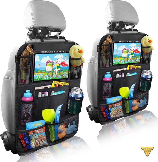Toivo Set van 2 Autostoel Organizer - Zwart - Tablet Houder - Auto-Organizer - Waterafstotend - Oxford Materiaal van Toivo