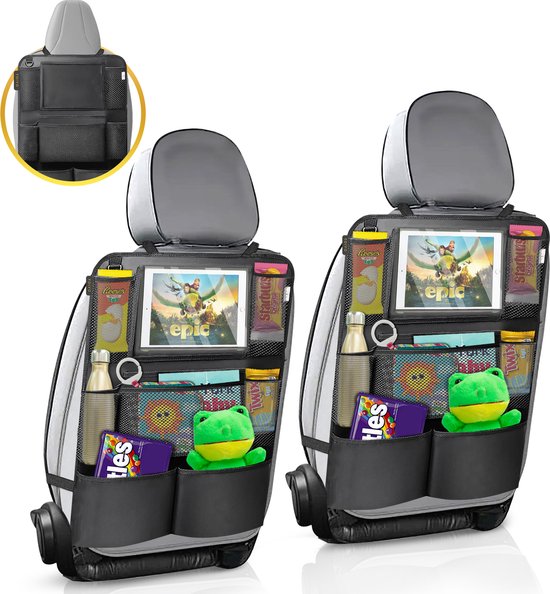 Toivo Set van 2 Luxe Autostoel Organizer - Waterafstotend Oxford Materiaal - Zwart - Tablet Houder - Auto-Organizer van Toivo
