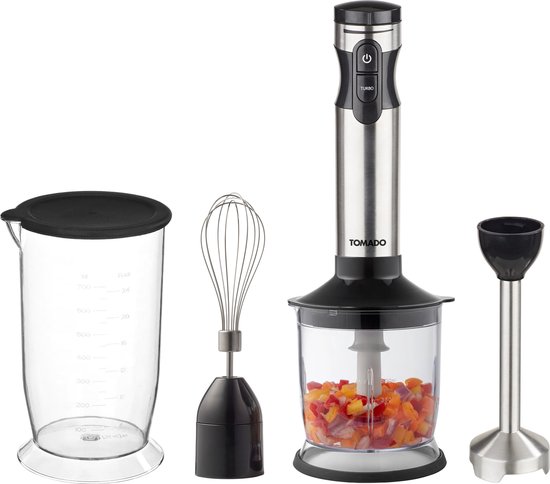 Tomado TSB9001B - Staafmixer set - Hakmolen en maatbeker - Garde - 1000W - 2 snelheden - RVS van Tomado