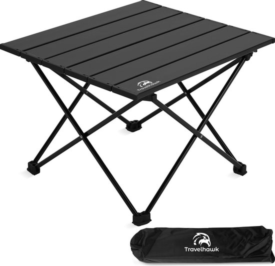 Travelhawk Campingtafel Inklapbaar - Campingtafel Opvouwbaar - Camping Tafel - campingtafel Lichtgewicht - Picknicktafel Kinderen - Zwart - 40x35x30cm - Small van Travelhawk