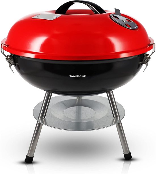 Travelhawk Houtskool BBQ - Barbecue Houtskool - Opvouwbaar - 33x33cm Grilloppervlak - Gelegeerd Staal - Zwart van Travelhawk