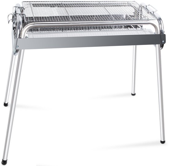 Trendello RVS 430 bbq houtskool - Barbecue houtskool - Houtskoolbarbecues - Verstelbare twee hoogte - Camping barbecues- Barbeque - Grilloppervlak (L x B) 60 x 26 cm van Merkloos