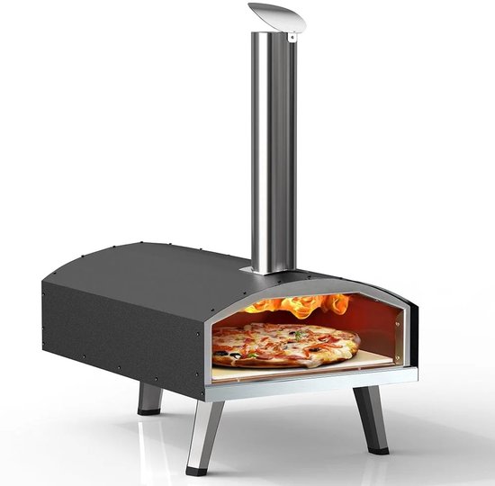 Trexxo - Oven - Pizza Oven - Buiten Oven - Roterende pizza steen - Pizza Cutter - Pizza Spatula - Mini Oven - Stainless - Zwart van Merkloos