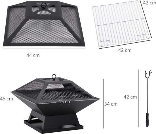 Tuinhaard - Zwart - Staal - Barbecue - Verwarming