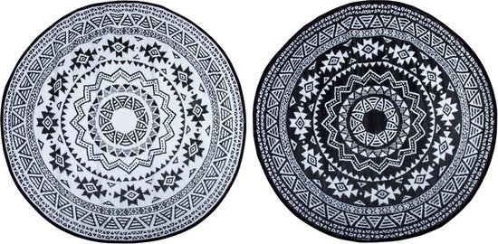 Tuintapijt - Rond - Zwart/Grijs - 180 x 180 cm van Summertime