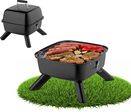 TZS First Austria BBQ hybride elektrische barbecue voor balkon - 2000W - Zwart van Merkloos