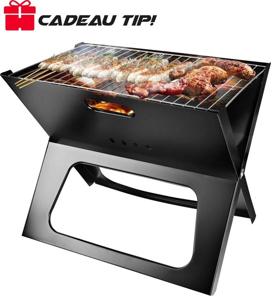 Uitklapbaar Houtskool Barbecue Basco® - Kleine Houtskool BBQ Grill Rooster - Draagbaar Rechthoek Vlees Kolen BBQ - Balkon BBQ van Basco®