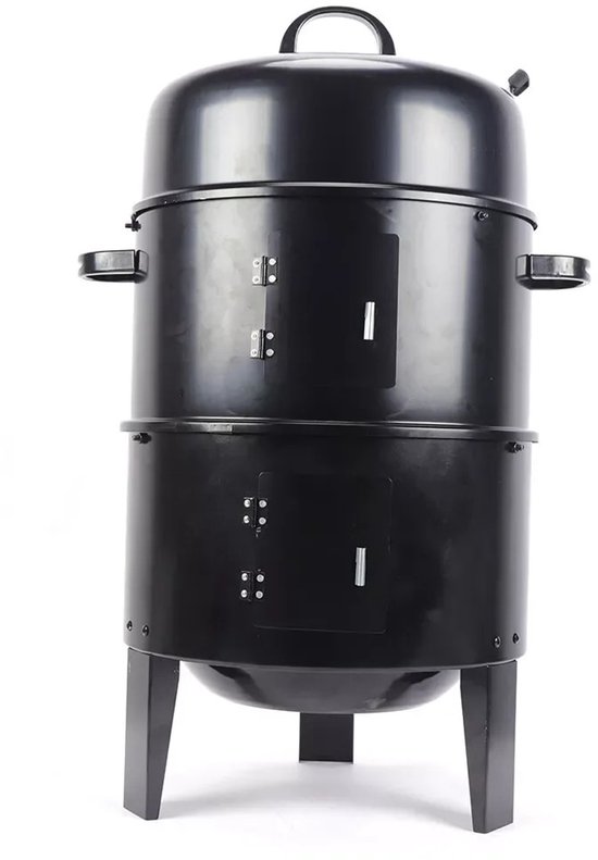 uJOY Houtskool barbecue - 3 in 1 - 2-laags - Houtskoolgrill - Multifunctioneel - Met thermometer - Draagbaar - Zwart van Merkloos