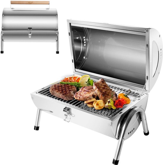 Unyqoos® Compacte en Draagbare Roestvrijstalen Klapgrill voor Camping en Picknick van Merkloos