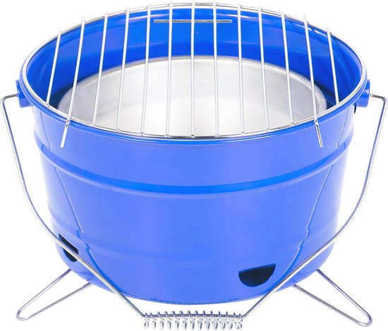 Uten Draagbare Barbecue - tafel bbq - Tafelbarbecue houtskool - Smoker mini barbecue - Houtskoolbarbecues - Camping barbecues - BBQ Grill - Tafelbarbecues - Emmer barbeque - Grilloppervlak (L x B) 27.5 x 27.5 cm - Blauw van Uten