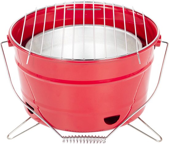 Uten Draagbare Barbecue - tafel bbq - Tafelbarbecue houtskool - Smoker mini barbecue - Houtskoolbarbecues - Camping barbecues - BBQ Grill - Tafelbarbecues - Emmer barbeque - Grilloppervlak (L x B) 27.5 x 27.5 cm - Rood van Uten