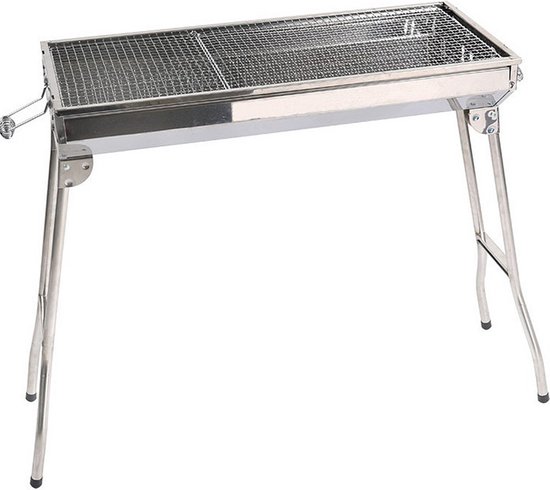 Uten Opvouwbare bbq houtskool - barbecue houtskool - Houtskoolbarbecues - XL - Camping barbecues- Barbeque - Grilloppervlak (L x B) 73 x 33 cm - RVS van Merkloos