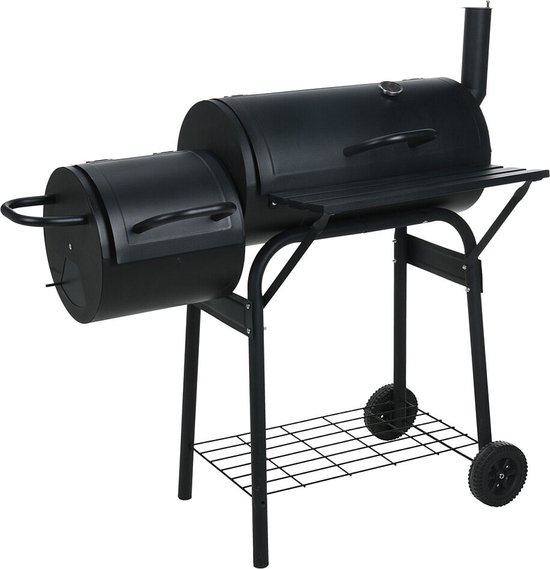 Vaggan Smoker Houtskoolbarbecue - Cilinder Rookoven -Barbecue Smoker - Houtskool Rookoven - Verrijdbare BBQ -118 x 53 x 102 cm- Gegalvaniseerd Staal - Thermometer van Vaggan