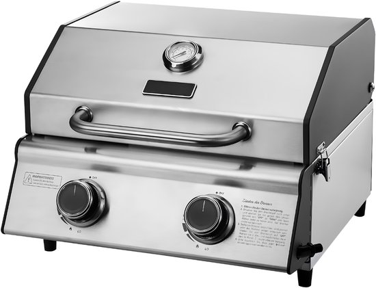 VALI® Tafel BBQ - Compacte Grill - Tafelgrill - Roestvrijstalen Branders - Zilver - 45cm x 45cm x 34cm