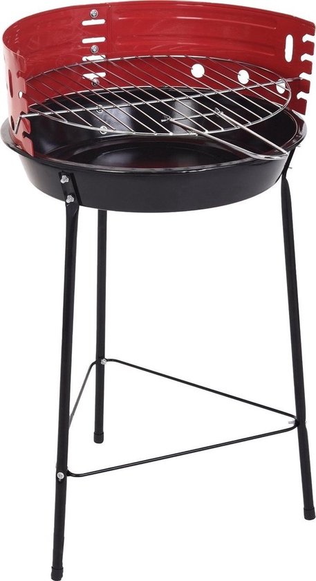Vargan Houtskoolbarbecue Ø33 cm - Halfopen - Zwart/Rood van Vargan