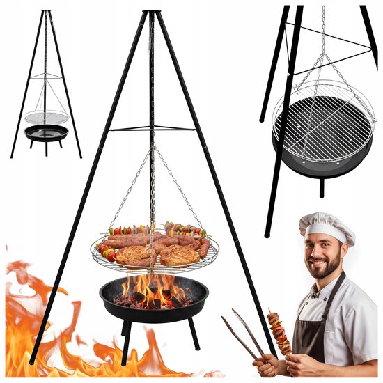 Velaco Grill & Kampvuur 2-in-1 met verstelbare hoogte - Zwart