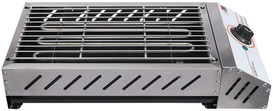 Velmio Elektrische BBQ - Camping Barbecue - 2,5 kW - 50°C-300°C - Contactgrill - Roestvrij staal - Voor Binnen en Buiten - 42×22cm - Zilver van Merkloos