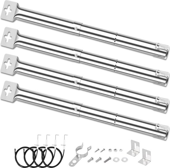 Verstelbare branderbuis 31-44 cm voor gasbarbecue - RVS - 4 stuks van Fire Beam