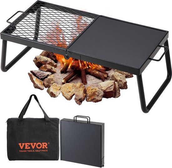 VEVOR BBQ Gills Houtskoolgrill Opvouwbare Grill Tafelgrill 570 X 285 X 230 Mm, 6 Kg Belastbare Draagbare Reisgrill Outdoor Campinggrill 300 ℃, Grillrooster + Grillplaat voor Tuinfeesten, Picknicks, Terras van Merkloos