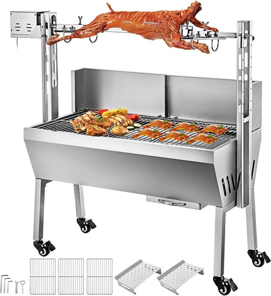 Vevor Elektrische BBQ - Rotisserie Grill - W/Afsluitbare Wielen - Grill Roosteren - Rundvlees - Vis - Voor Outdoor - Camping Barbecue - BBQ- Draaispit - Buiten - Kamperen van Merkloos