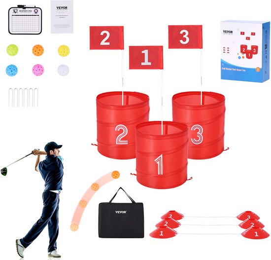 VEVOR Golfspelset Draagbaar 3-Holes Golfspel In Emmer voor Buitengebruik van VEVOR