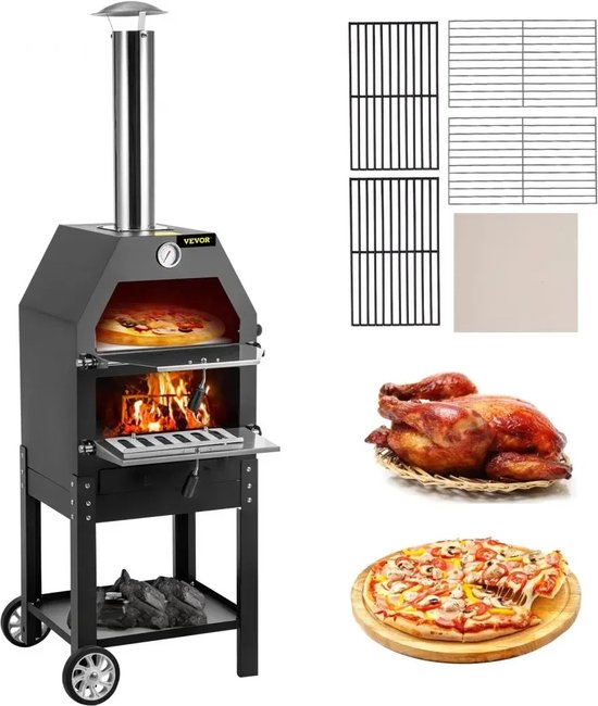Vevor Outdoor Pizza Oven - Barbeque - BBQ - Met Pizzasteen En Diverse Roosters - 30 CM van Merkloos