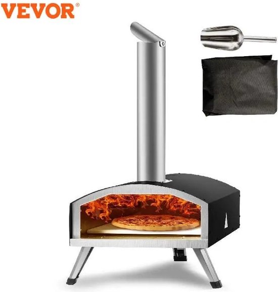 VEVOR - Pizzaoven - Pizza oven voor buiten - houtpellets Gestookt - ø 30 cm - Draagbaar en Opvouwbaar - Tot 500°C - Pizzaschep - Handschoenen - Opbergtas - Pizzasnijder van Merkloos