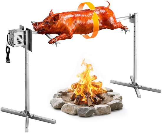 VEVOR Speenvarkengrill, Lamsgrill, Spitgrill, 1321 mm Rotisseriegrill, AC 220-240V, 8-Traps Elektrische Rotisseriegrillset met Een Draagvermogen van 60 Kg, 38W Motor, Grillset Voor Feestjes van Merkloos