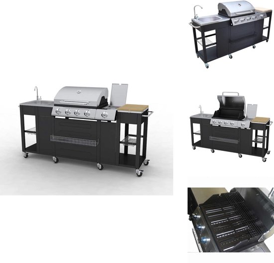 vidaXL Barbecue - Barbecues - Bbq - Bbq’s - Buitenkeuken met barbecue Montana 4 branders van Merkloos