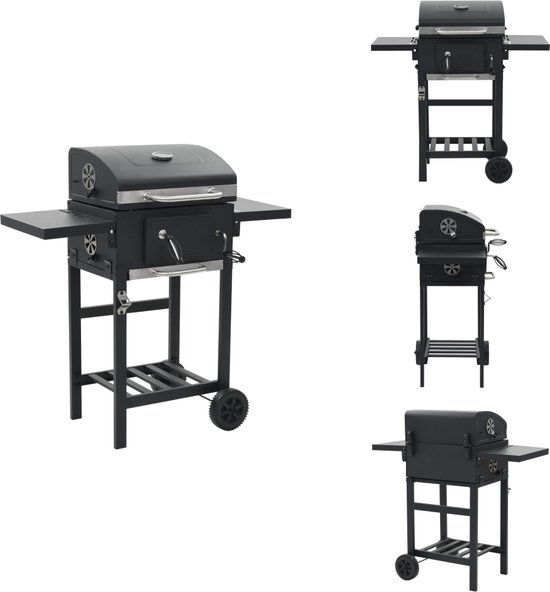 vidaXL Barbecue - Barbecues - Houtskoolbarbecue - Houtskoolbarbecues - Houtskoolbarbecue met onderplank zwart van VidaXL