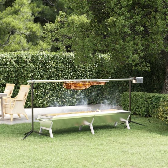 vidaXL Barbecueplaat 158x42x31 cm roestvrij staal zilverkleurig van VidaXL